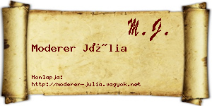 Moderer Júlia névjegykártya